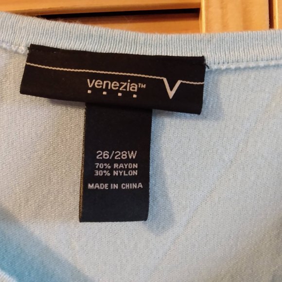 Very soft baby tealish blue v neck sweater 26w 28w - Picture 2 of 4